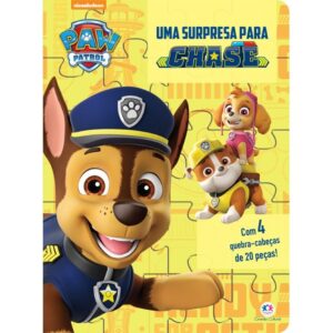 Livro com Quebra-cabeça Patrulha Canina Uma surpresa p Chase