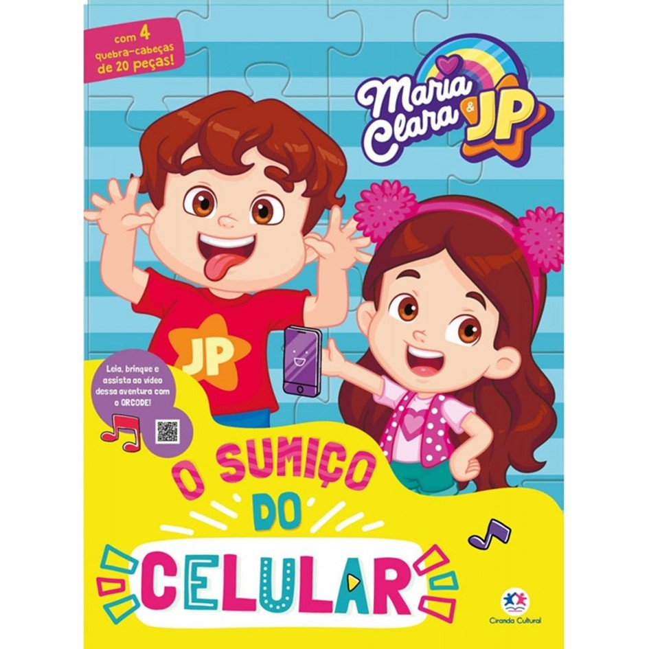 Livro com Quebra-cabeça Maria Clara e JP O sumiço do celular