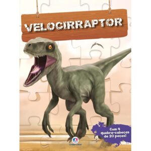 Livro com Quebra-cabeça dos Dinossauros Velocirraptor