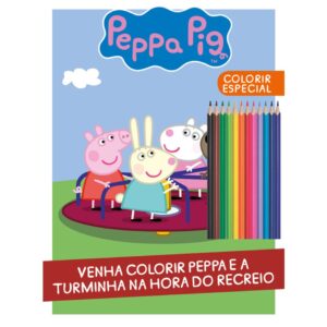 Atividade Colorir Especial - Peppa Pig com 12 lápis de cor grande
