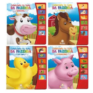 Kit com 4 livros infantis sonoros: Conhecendo os sons da fazenda